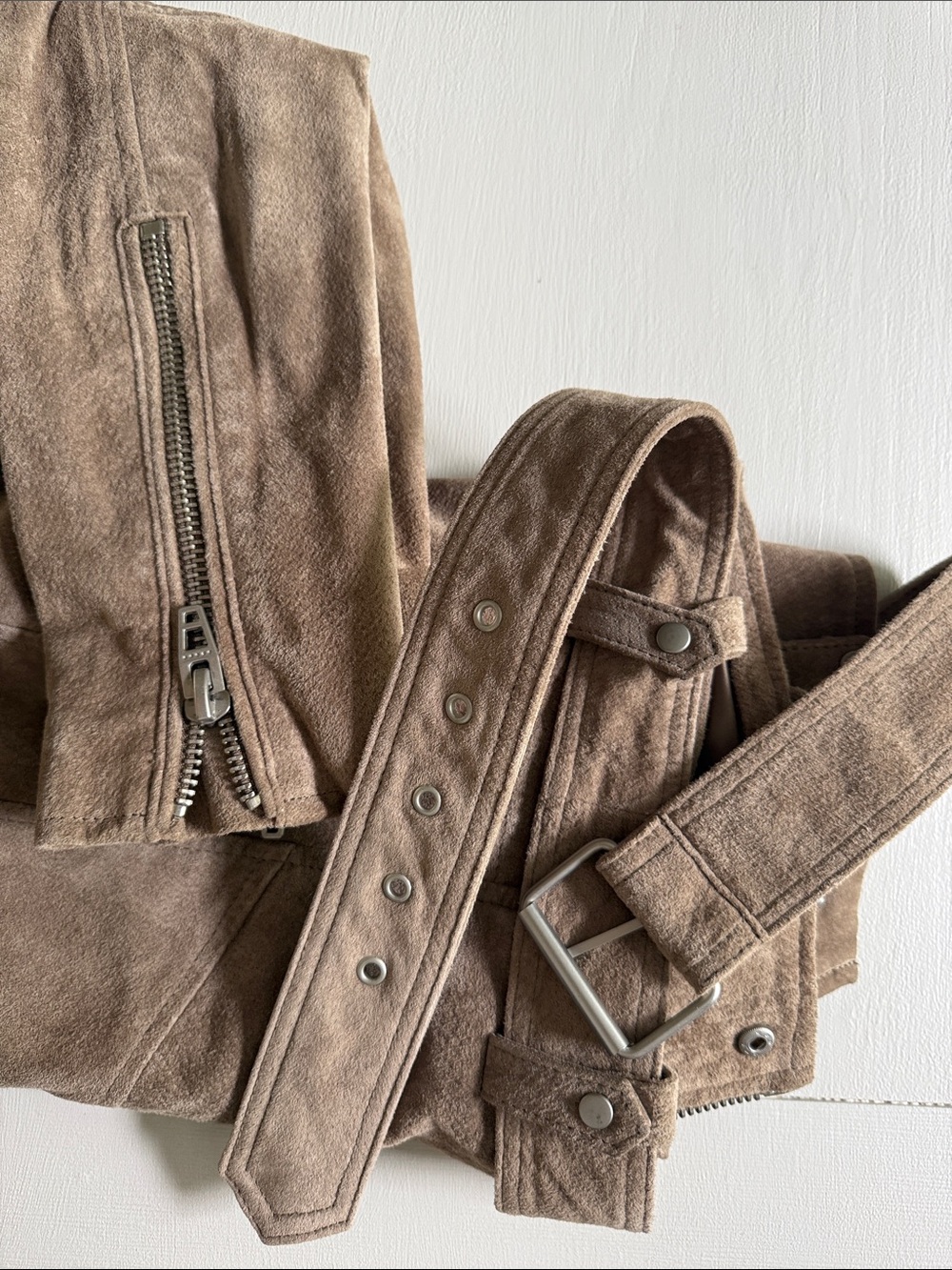 Blank NYC Taupe Suede Moto-Style Jacket - Picture 7 of 11